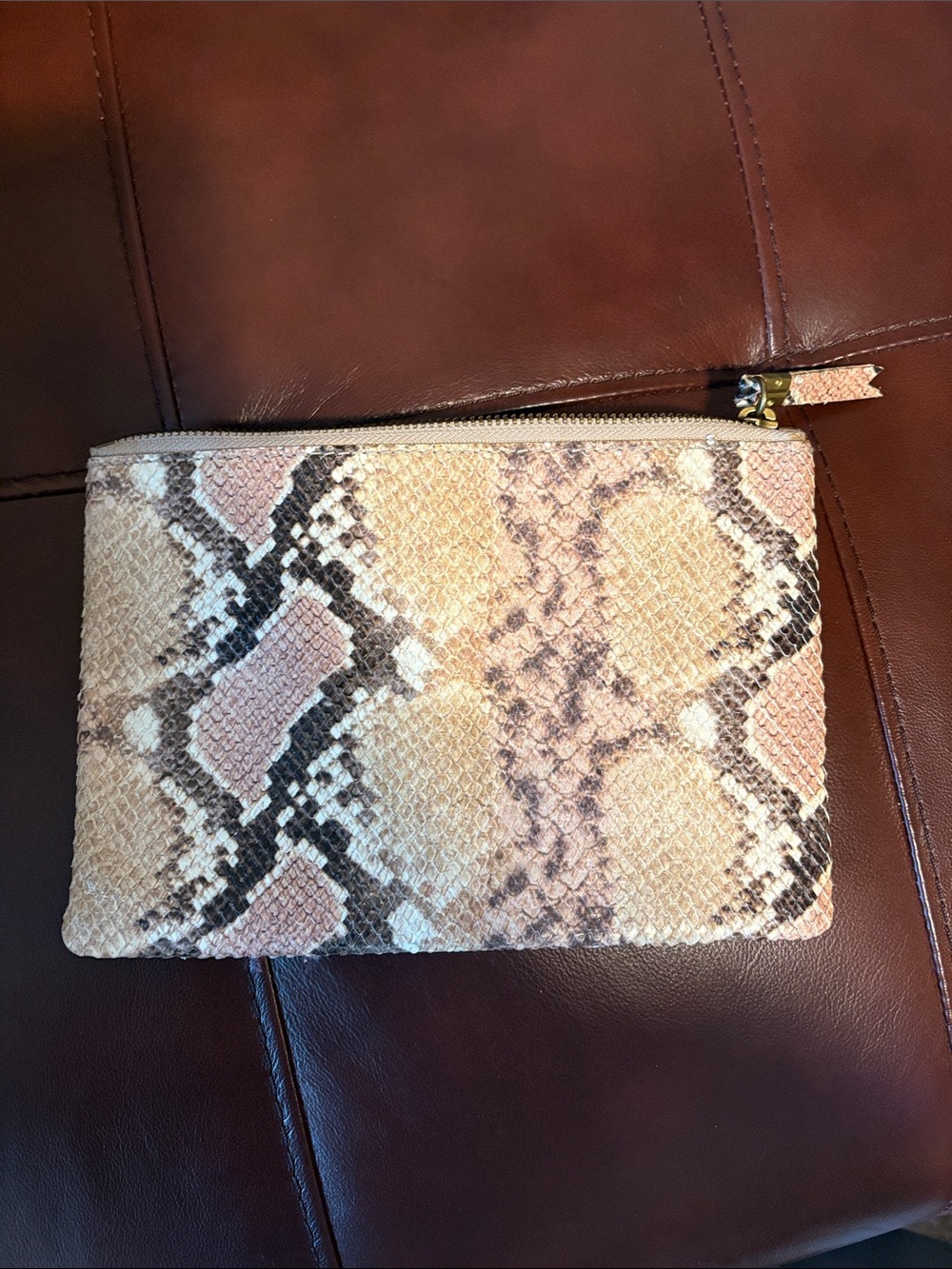 MADEWELL Snake Print Zip Pouch - Blush & Neutral Tones
